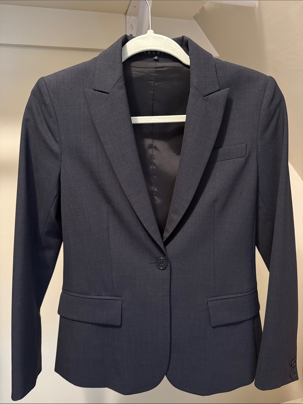 Theory Women's Navy Single-Button Blazer